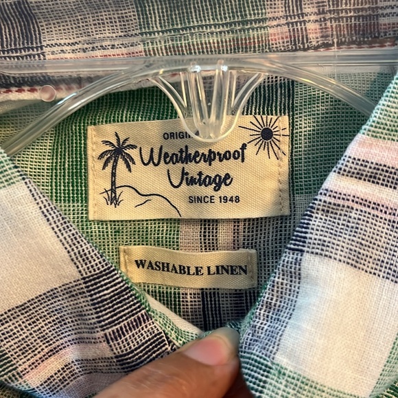 Weatherproof Men Casual Short Sleeve Woven Button Down Shirt Size M Linen Blend - Picture 9 of 12